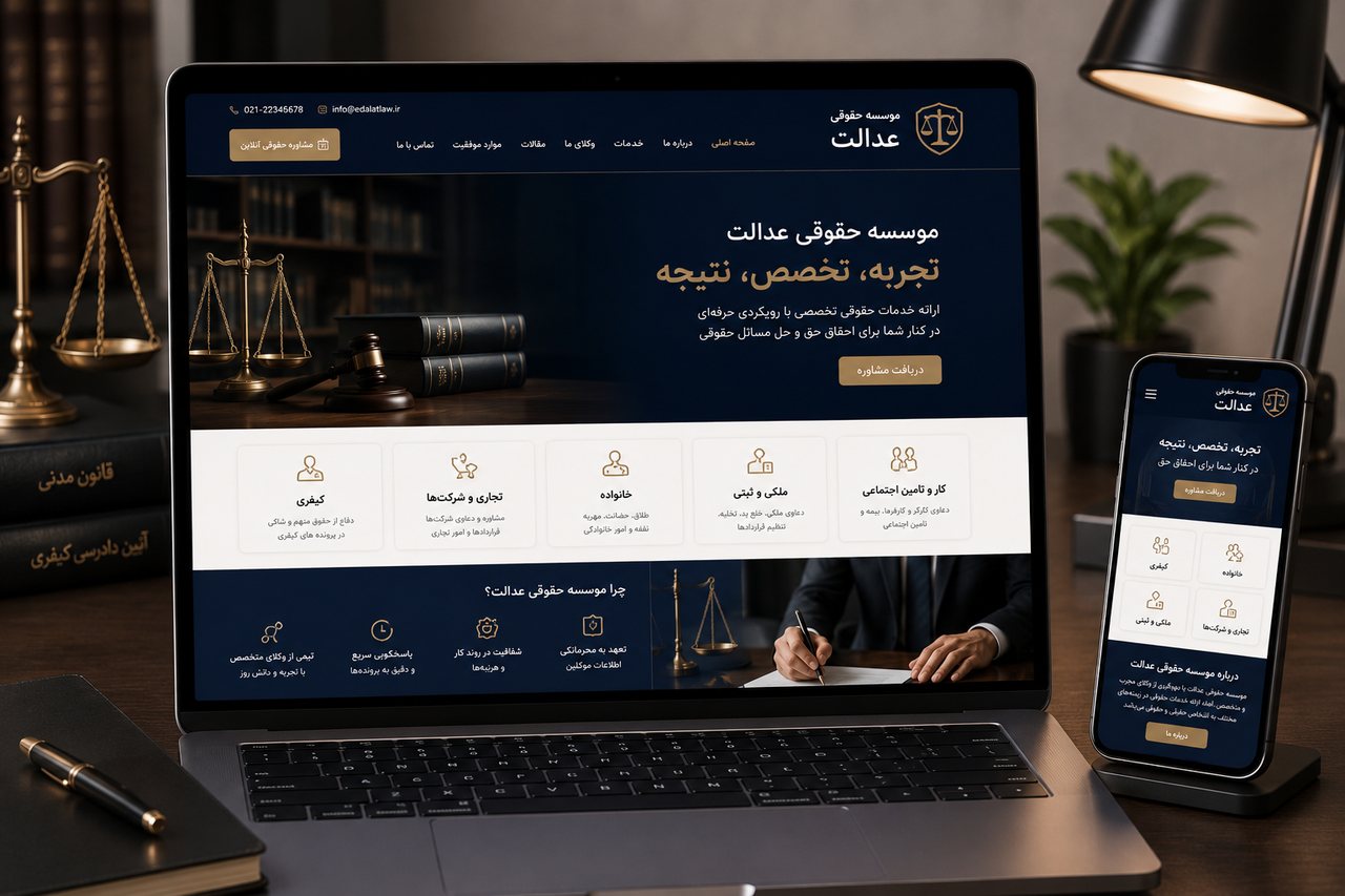 طراحی سایت موسسه حقوقی عدالت